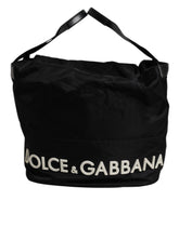 Dolce & Gabbana Black Nylon White Iconic Logo Shoulder Bucket Bag -   -  Dolce & Gabbana.